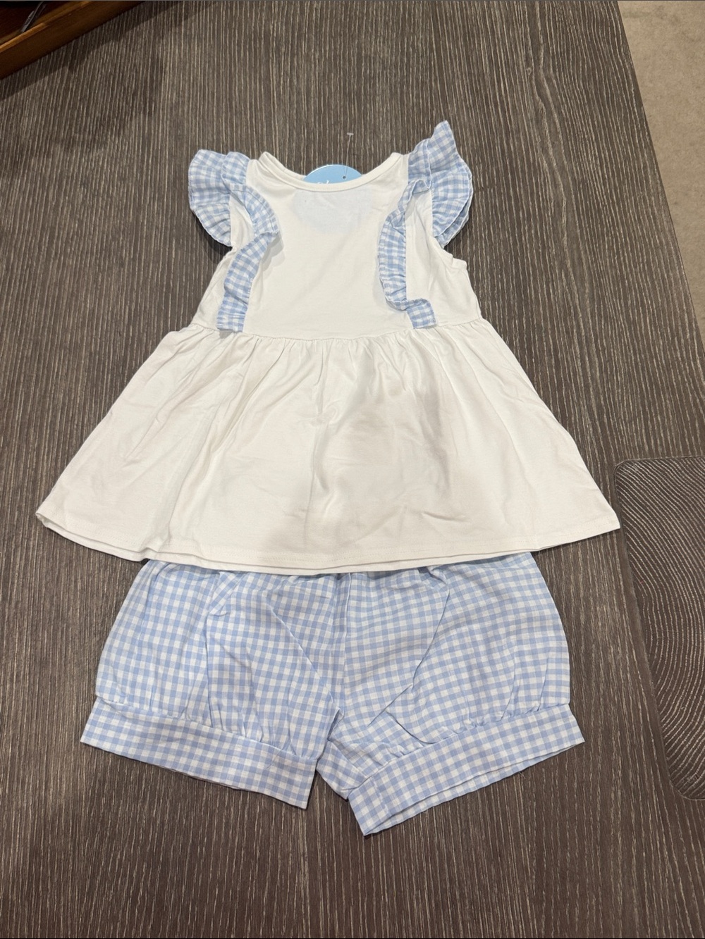 NWT Size 8 Classic Whimsy pastel Blue Gingham Ruffle Kate Shorts Set
